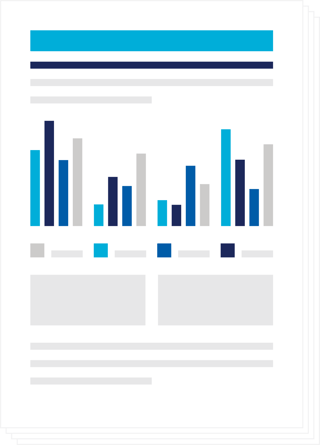 page with blue bar graphs